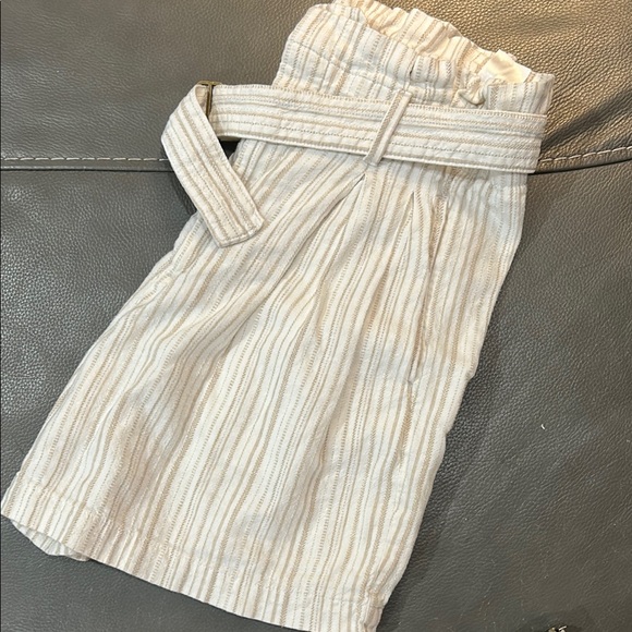 Banana Republic Striped Tan Women's Pleated Belted Shorts, size 4. - Picture 7 of 7